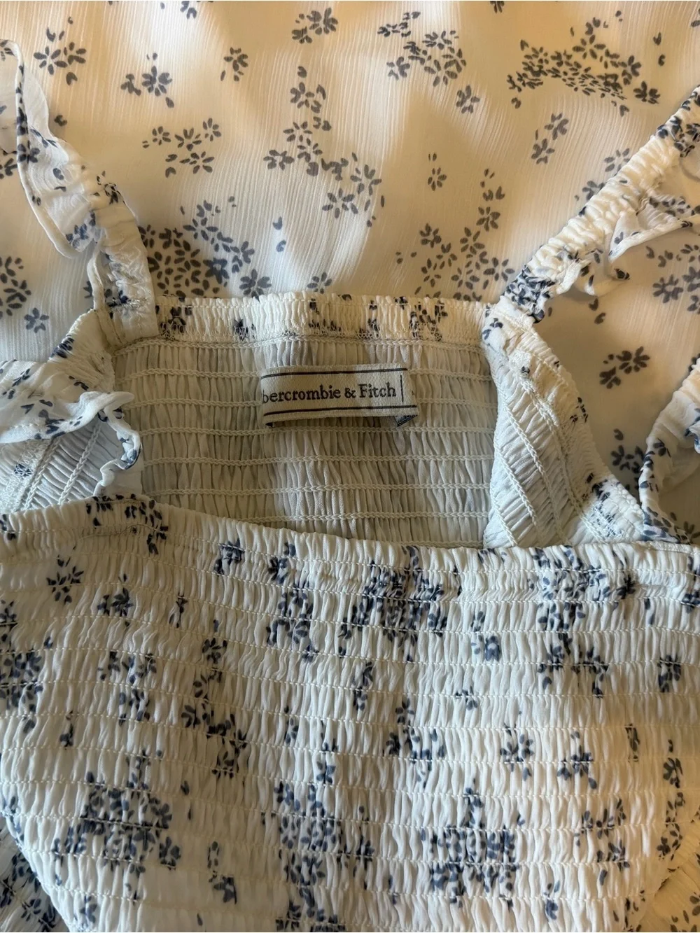 Abercrombie & Fitch Cream Maxi Dress with Blue Floral Print